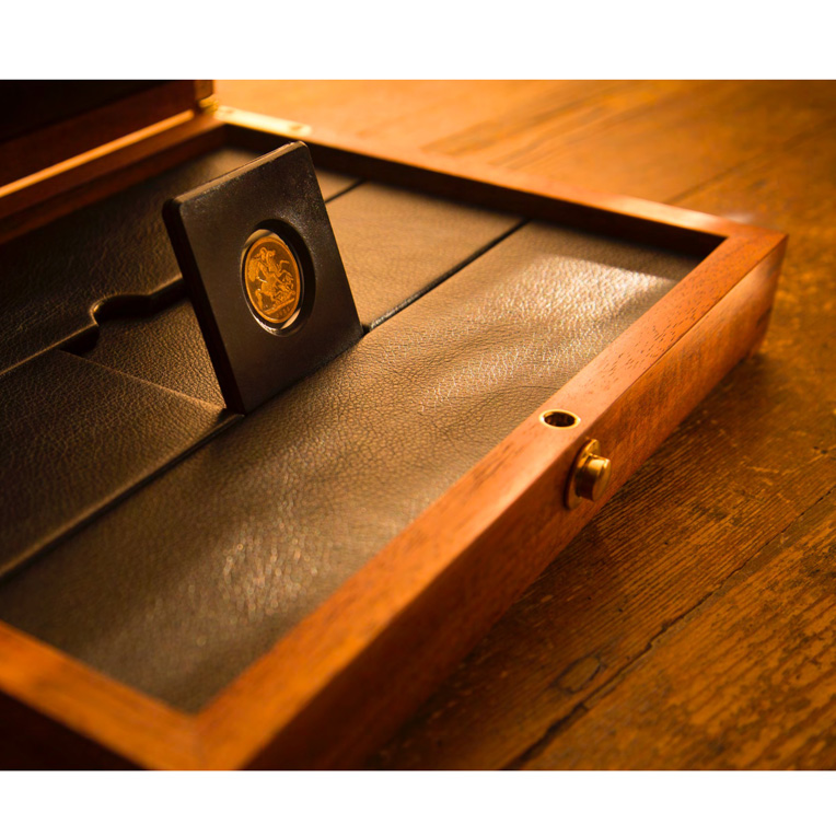 Coin presentation box made from Birdseye Huon Pine and Blackwood