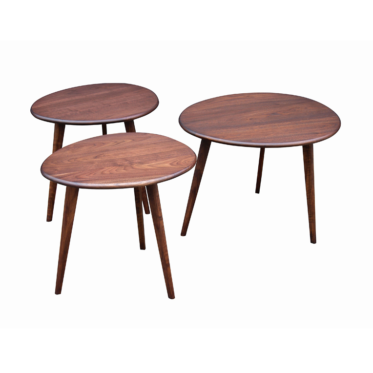 Walnut Ovoid side tables